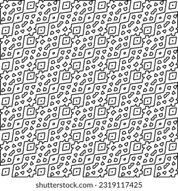  Stylish texture with figures from lines. Line art. Black and white pattern. Abstract background for web page, textures, card, poster, fabric, textile. 