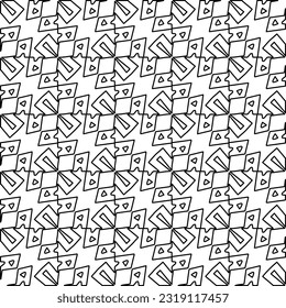  Stylish texture with figures from lines. Line art. Black and white pattern. Abstract background for web page, textures, card, poster, fabric, textile. 