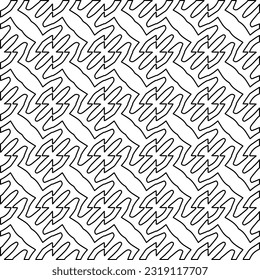 Stylish texture with figures from lines. Line art. Black and white pattern. Abstract background for web page, textures, card, poster, fabric, textile. 