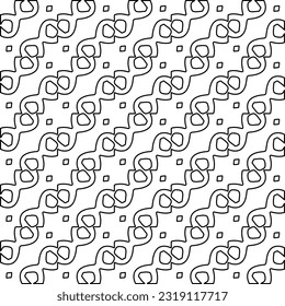 Stylish texture with figures from lines. Line art. Black and white pattern. Abstract background for web page, textures, card, poster, fabric, textile. 