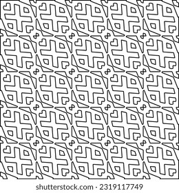 Stylish texture with figures from lines. Line art. Black and white pattern. Abstract background for web page, textures, card, poster, fabric, textile. 