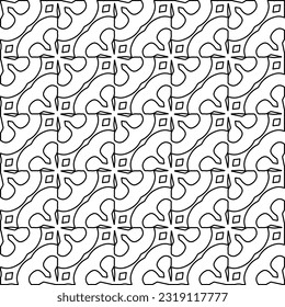 Stylish texture with figures from lines. Line art. Black and white pattern. Abstract background for web page, textures, card, poster, fabric, textile. 