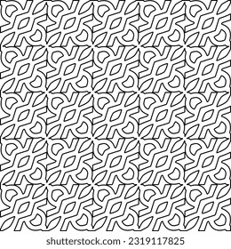 Stylish texture with figures from lines. Line art. Black and white pattern. Abstract background for web page, textures, card, poster, fabric, textile. 