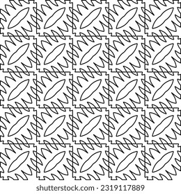 Stylish texture with figures from lines. Line art. Black and white pattern. Abstract background for web page, textures, card, poster, fabric, textile. 