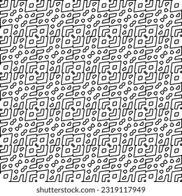 Stylish texture with figures from lines. Line art. Black and white pattern. Abstract background for web page, textures, card, poster, fabric, textile. 