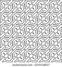 Stylish texture with figures from lines. Line art. Black and white pattern. Abstract background for web page, textures, card, poster, fabric, textile. 