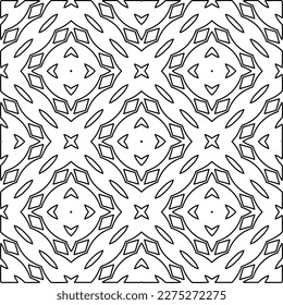 Stylish texture with figures from lines.Abstract geometric black and white pattern for web page, textures, card, poster, fabric, textile. Monochrome graphic repeating design.