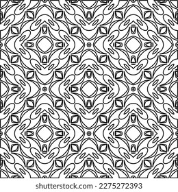 Stylish texture with figures from lines.Abstract geometric black and white pattern for web page, textures, card, poster, fabric, textile. Monochrome graphic repeating design.