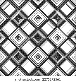 Stylish texture with figures from lines.Abstract geometric black and white pattern for web page, textures, card, poster, fabric, textile. Monochrome graphic repeating design. 