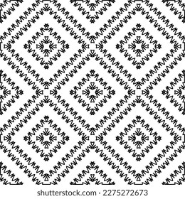 Stylish texture with figures from lines.Abstract geometric black and white pattern for web page, textures, card, poster, fabric, textile. Monochrome graphic repeating design.