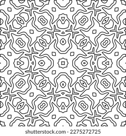 Stylish texture with figures from lines.Abstract geometric black and white pattern for web page, textures, card, poster, fabric, textile. Monochrome graphic repeating design.