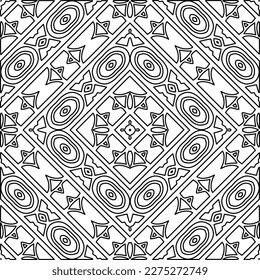 Stylish texture with figures from lines.Abstract geometric black and white pattern for web page, textures, card, poster, fabric, textile. Monochrome graphic repeating design.