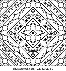 Stylish texture with figures from lines.Abstract geometric black and white pattern for web page, textures, card, poster, fabric, textile. Monochrome graphic repeating design.