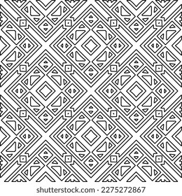 Stylish texture with figures from lines.Abstract geometric black and white pattern for web page, textures, card, poster, fabric, textile. Monochrome graphic repeating design.