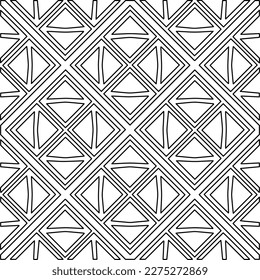 Stylish texture with figures from lines.Abstract geometric black and white pattern for web page, textures, card, poster, fabric, textile. Monochrome graphic repeating design.