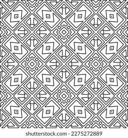 Stylish texture with figures from lines.Abstract geometric black and white pattern for web page, textures, card, poster, fabric, textile. Monochrome graphic repeating design.
