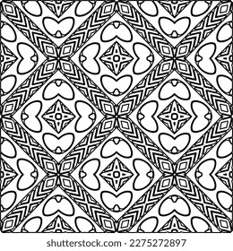Stylish texture with figures from lines.Abstract geometric black and white pattern for web page, textures, card, poster, fabric, textile. Monochrome graphic repeating design. 