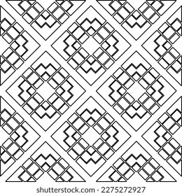 Stylish texture with figures from lines.Abstract geometric black and white pattern for web page, textures, card, poster, fabric, textile. Monochrome graphic repeating design. 