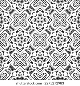 Stylish texture with figures from lines.Abstract geometric black and white pattern for web page, textures, card, poster, fabric, textile. Monochrome graphic repeating design. 