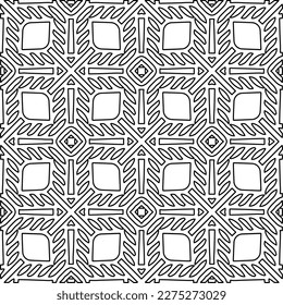 Stylish texture with figures from lines.Abstract geometric black and white pattern for web page, textures, card, poster, fabric, textile. Monochrome graphic repeating design.