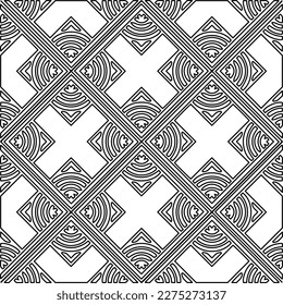 Stylish texture with figures from lines.Abstract geometric black and white pattern for web page, textures, card, poster, fabric, textile. Monochrome graphic repeating design. 