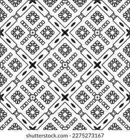 Stylish texture with figures from lines.Abstract geometric black and white pattern for web page, textures, card, poster, fabric, textile. Monochrome graphic repeating design. 