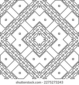 Stylish texture with figures from lines.Abstract geometric black and white pattern for web page, textures, card, poster, fabric, textile. Monochrome graphic repeating design. 