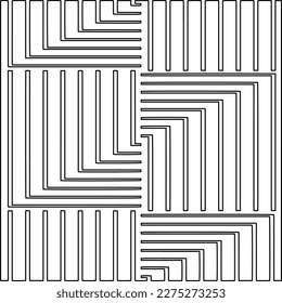 Stylish texture with figures from lines.Abstract geometric black and white pattern for web page, textures, card, poster, fabric, textile. Monochrome graphic repeating design. 