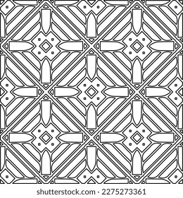 Stylish texture with figures from lines.Abstract geometric black and white pattern for web page, textures, card, poster, fabric, textile. Monochrome graphic repeating design. 