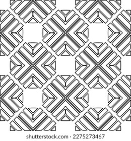 Stylish texture with figures from lines.Abstract geometric black and white pattern for web page, textures, card, poster, fabric, textile. Monochrome graphic repeating design. 