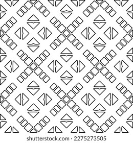 Stylish texture with figures from lines.Abstract geometric black and white pattern for web page, textures, card, poster, fabric, textile. Monochrome graphic repeating design. 