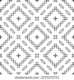 Stylish texture with figures from lines.Abstract geometric black and white pattern for web page, textures, card, poster, fabric, textile. Monochrome graphic repeating design. 