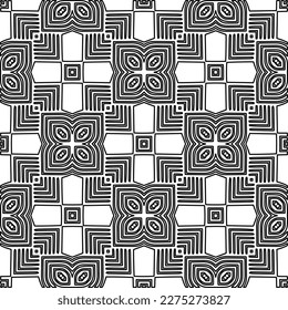 Stylish texture with figures from lines.Abstract geometric black and white pattern for web page, textures, card, poster, fabric, textile. Monochrome graphic repeating design. 