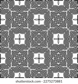 Stylish texture with figures from lines.Abstract geometric black and white pattern for web page, textures, card, poster, fabric, textile. Monochrome graphic repeating design. 