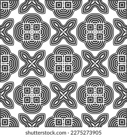 Stylish texture with figures from lines.Abstract geometric black and white pattern for web page, textures, card, poster, fabric, textile. Monochrome graphic repeating design. 