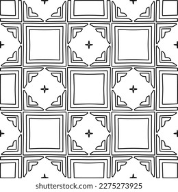 Stylish texture with figures from lines.Abstract geometric black and white pattern for web page, textures, card, poster, fabric, textile. Monochrome graphic repeating design. 
