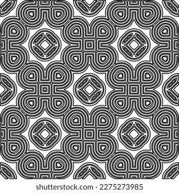Stilvolle Textur mit Figuren aus Linien.Abstraktes geometrisches Schwarz-Weiß Muster für Webseiten, Texturen, Karten, Poster, Stoff, Textilien. Monochrome grafische Wiederholungsdesign. 