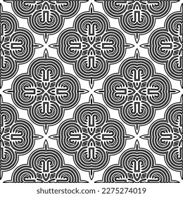 Stylish texture with figures from lines.Abstract geometric black and white pattern for web page, textures, card, poster, fabric, textile. Monochrome graphic repeating design. 