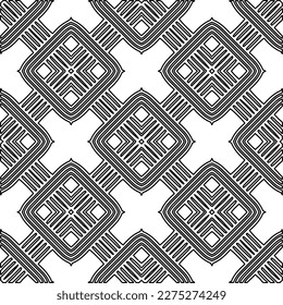 Stylish texture with figures from lines.Abstract geometric black and white pattern for web page, textures, card, poster, fabric, textile. Monochrome graphic repeating design. 