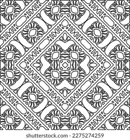 Stylish texture with figures from lines.Abstract geometric black and white pattern for web page, textures, card, poster, fabric, textile. Monochrome graphic repeating design. 