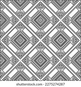 Stylish texture with figures from lines.Abstract geometric black and white pattern for web page, textures, card, poster, fabric, textile. Monochrome graphic repeating design. 