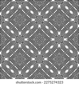 Stylish texture with figures from lines.Abstract geometric black and white pattern for web page, textures, card, poster, fabric, textile. Monochrome graphic repeating design. 