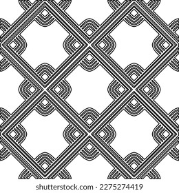 Stylish texture with figures from lines.Abstract geometric black and white pattern for web page, textures, card, poster, fabric, textile. Monochrome graphic repeating design. 
