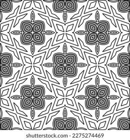 Stylish texture with figures from lines.Abstract geometric black and white pattern for web page, textures, card, poster, fabric, textile. Monochrome graphic repeating design. 