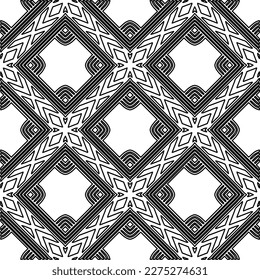 Stylish texture with figures from lines.Abstract geometric black and white pattern for web page, textures, card, poster, fabric, textile. Monochrome graphic repeating design. 