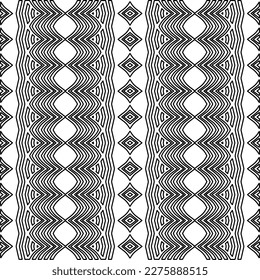 Stylish texture with figures from lines.Abstract geometric black and white pattern for web page, textures, card, poster, fabric, textile. Monochrome graphic repeating design. 