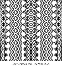 Stylish texture with figures from lines.Abstract geometric black and white pattern for web page, textures, card, poster, fabric, textile. Monochrome graphic repeating design. 