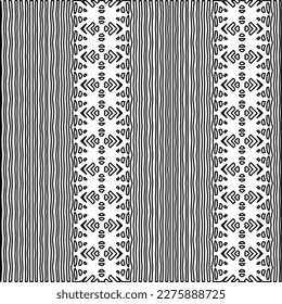 Stylish texture with figures from lines.Abstract geometric black and white pattern for web page, textures, card, poster, fabric, textile. Monochrome graphic repeating design. 