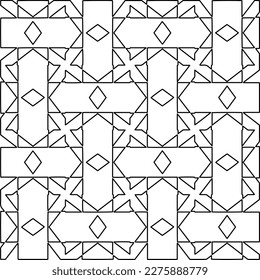 Stylish texture with figures from lines.Abstract geometric black and white pattern for web page, textures, card, poster, fabric, textile. Monochrome graphic repeating design. 