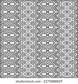 Stylish texture with figures from lines.Abstract geometric black and white pattern for web page, textures, card, poster, fabric, textile. Monochrome graphic repeating design. 